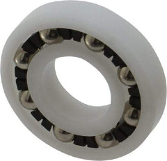 Made in USA - 1/2" Bore Diam, 1-1/8" OD, Open Plastic Race Radial Ball Bearing - 1/4" Wide, 1 Row, Round Bore, 43 Lb Static Capacity, 55 Lb Dynamic Capacity - USA Tool & Supply