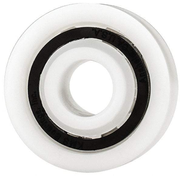 Made in USA - 3/8" Bore Diam, 1-1/8" OD, Open Plastic Race Radial Ball Bearing - 3/8" Wide, 1 Row, Round Bore, 43 Lb Static Capacity, 55 Lb Dynamic Capacity - USA Tool & Supply