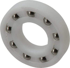 Made in USA - 3/4" Bore Diam, 1-5/8" OD, Open Plastic Race Radial Ball Bearing - 5/16" Wide, 1 Row, Round Bore, 52 Lb Static Capacity, 78 Lb Dynamic Capacity - USA Tool & Supply