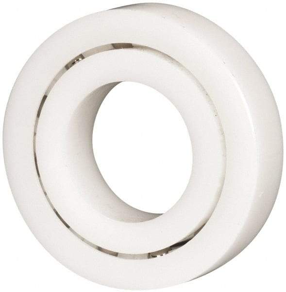 Made in USA - 1" Bore Diam, 2" OD, Open Plastic Race Radial Ball Bearing - 1/2" Wide, 1 Row, Round Bore, 61 Lb Static Capacity, 92 Lb Dynamic Capacity - USA Tool & Supply