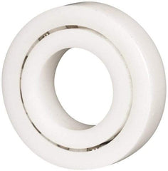 Made in USA - 1" Bore Diam, 2" OD, Open Plastic Race Radial Ball Bearing - 1/2" Wide, 1 Row, Round Bore, 61 Lb Static Capacity, 92 Lb Dynamic Capacity - USA Tool & Supply