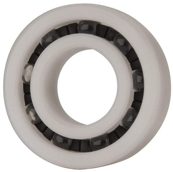 Made in USA - 20mm Bore Diam, 42mm OD, Open Plastic Race Radial Ball Bearing - 12mm Wide, 1 Row, Round Bore, 52 Lb Static Capacity, 78 Lb Dynamic Capacity - USA Tool & Supply
