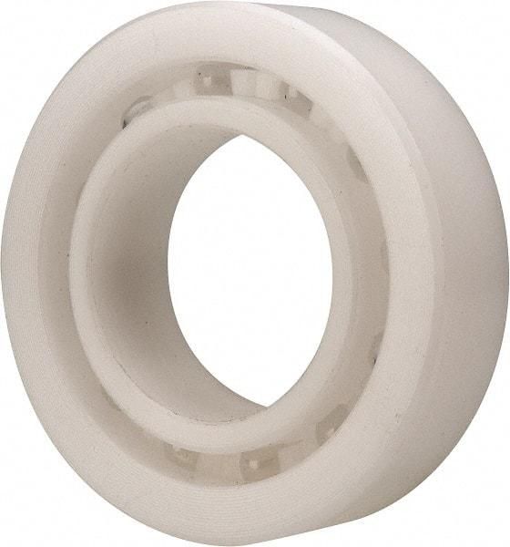 Made in USA - 25mm Bore Diam, 47mm OD, Open Plastic Race Radial Ball Bearing - 12mm Wide, 1 Row, Round Bore, 61 Lb Static Capacity, 92 Lb Dynamic Capacity - USA Tool & Supply
