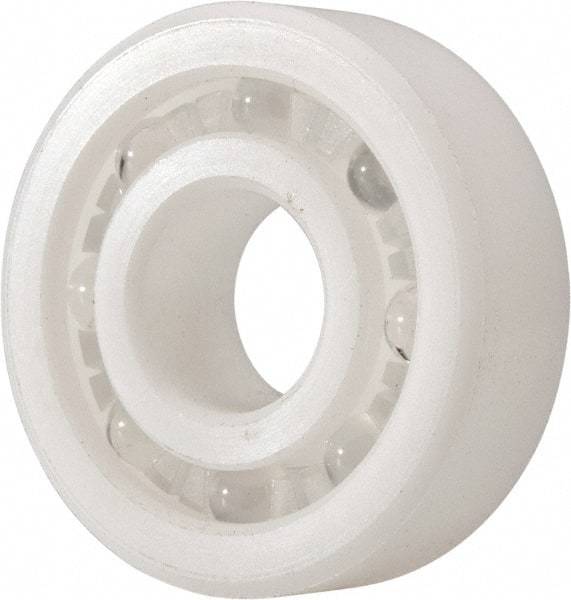 Made in USA - 12mm Bore Diam, 32mm OD, Open Plastic Race Radial Ball Bearing - 10mm Wide, 1 Row, Round Bore, 43 Lb Static Capacity, 55 Lb Dynamic Capacity - USA Tool & Supply