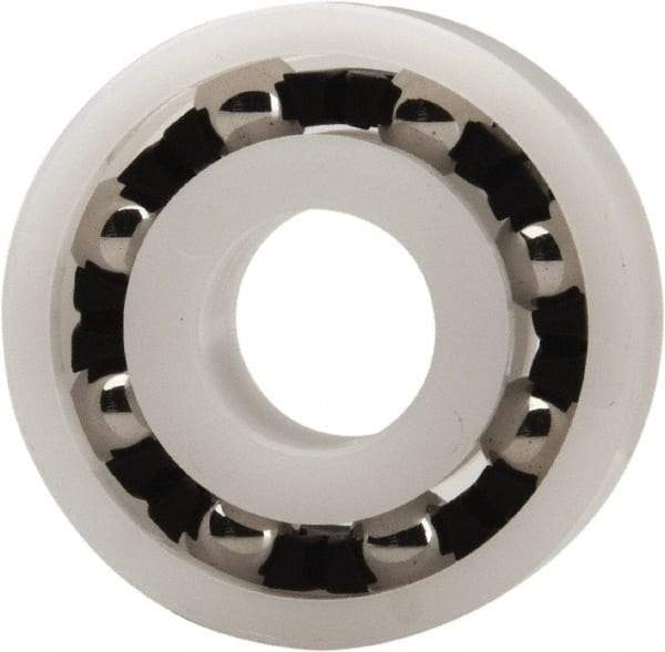 Made in USA - 8mm Bore Diam, 22mm OD, Open Plastic Race Radial Ball Bearing - 7mm Wide, 1 Row, Round Bore, 33 Lb Static Capacity, 42 Lb Dynamic Capacity - USA Tool & Supply