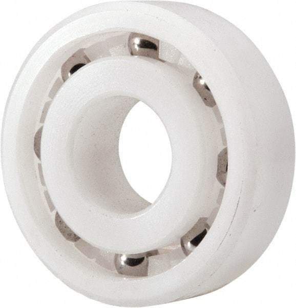 Made in USA - 10mm Bore Diam, 26mm OD, Open Plastic Race Radial Ball Bearing - 8mm Wide, 1 Row, Round Bore, 33 Lb Static Capacity, 42 Lb Dynamic Capacity - USA Tool & Supply