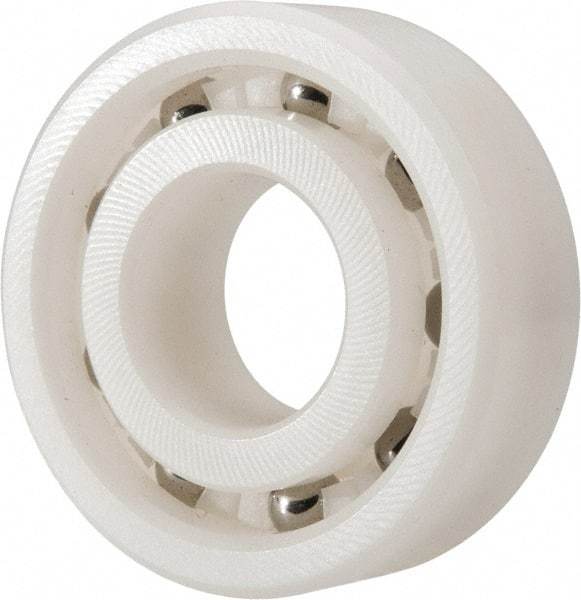 Made in USA - 15mm Bore Diam, 35mm OD, Open Plastic Race Radial Ball Bearing - 11mm Wide, 1 Row, Round Bore, 46 Lb Static Capacity, 69 Lb Dynamic Capacity - USA Tool & Supply
