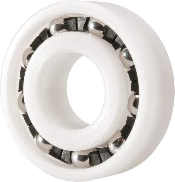 Made in USA - 17mm Bore Diam, 40mm OD, Open Plastic Race Radial Ball Bearing - 12mm Wide, 1 Row, Round Bore, 46 Lb Static Capacity, 69 Lb Dynamic Capacity - USA Tool & Supply