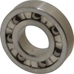 Made in USA - 3/8" Bore Diam, 7/8" OD, Open Precision Ground Radial Ball Bearing - 7/32" Wide, 1 Row, Round Bore, 99 Lb Static Capacity, 126 Lb Dynamic Capacity - USA Tool & Supply