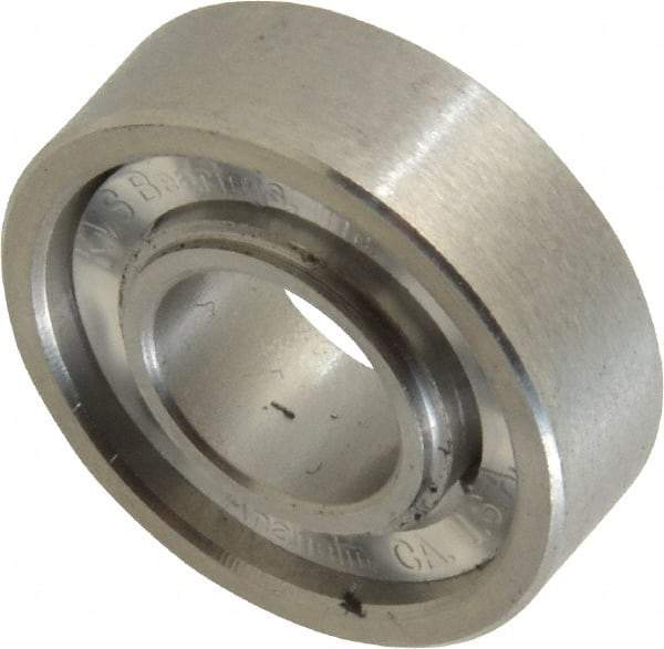 Made in USA - 3/8" Bore Diam, 7/8" OD, Open Precision Ground Radial Ball Bearing - 9/32" Wide, 1 Row, Round Bore, 99 Lb Static Capacity, 126 Lb Dynamic Capacity - USA Tool & Supply