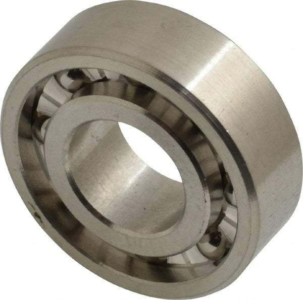 Made in USA - 1/2" Bore Diam, 1-1/8" OD, Open Precision Ground Radial Ball Bearing - 3/8" Wide, 1 Row, Round Bore, 129 Lb Static Capacity, 165 Lb Dynamic Capacity - USA Tool & Supply