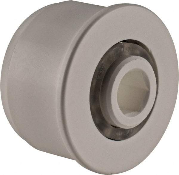 Made in USA - 2 Row, 1.78" OD, 7/16" Hex Bore Conveyor Roller Bearing - 85 Lb Capacity, 855 Max RPM, Stainless Steel with Polypropylene Housing - USA Tool & Supply