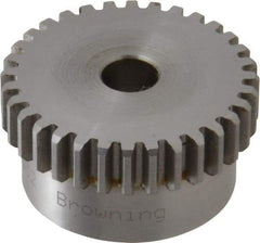 Browning - 20 Pitch, 1.6" Pitch Diam, 32 Tooth Spur Gear - 3/8" Bore Diam, 1-7/16" Hub Diam, Steel - USA Tool & Supply