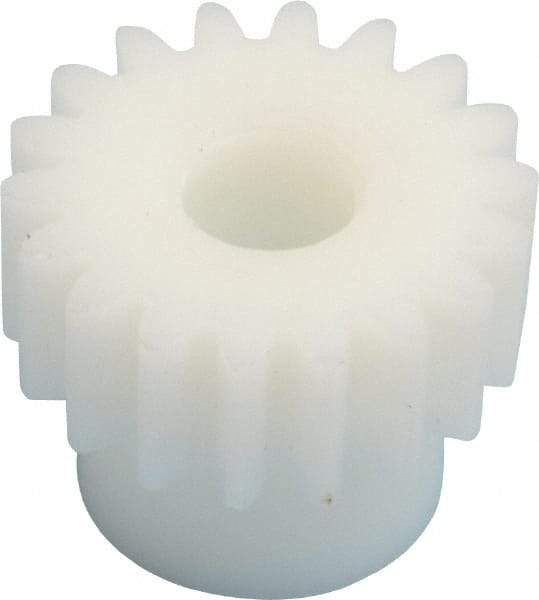 Poly Hi Solidur - 20 Pitch, 0.9" Pitch Diam, 1" OD, 18 Tooth Spur Gear - 3/8" Face Width, 5/16" Bore Diam, 43/64" Hub Diam, 20° Pressure Angle, Acetal - USA Tool & Supply