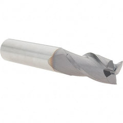 Niagara Cutter - 1/2", 1" LOC, 1/2" Shank Diam, 3" OAL, 3 Flute, Solid Carbide Square End Mill - Single End, TiAlN Finish, Spiral Flute, 30° Helix, Centercutting, Right Hand Cut, Right Hand Flute, Series C330 - USA Tool & Supply