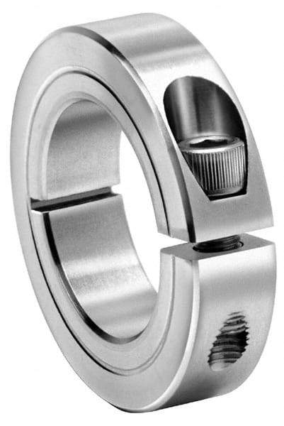 Climax Metal Products - 1-9/16" Bore, Steel, One Piece One Piece Split Shaft Collar - 2-3/8" Outside Diam, 9/16" Wide - USA Tool & Supply