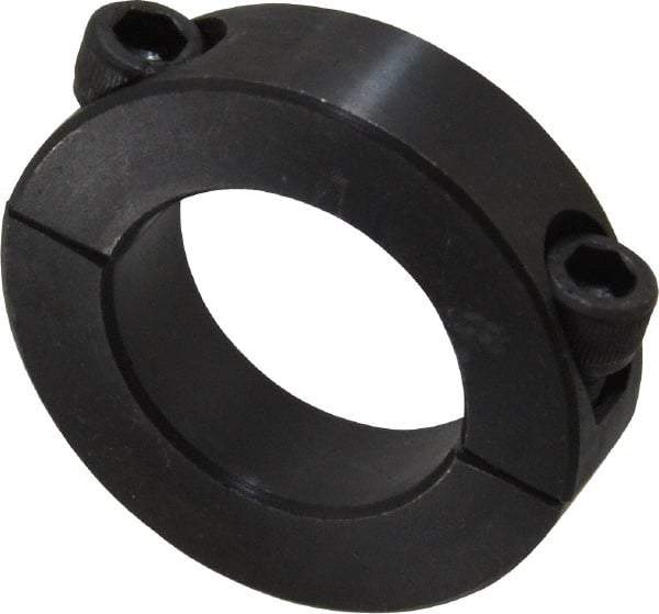 Climax Metal Products - 1-1/8" Bore, Steel, Two Piece Shaft Collar - 1-7/8" Outside Diam, 1/2" Wide - USA Tool & Supply