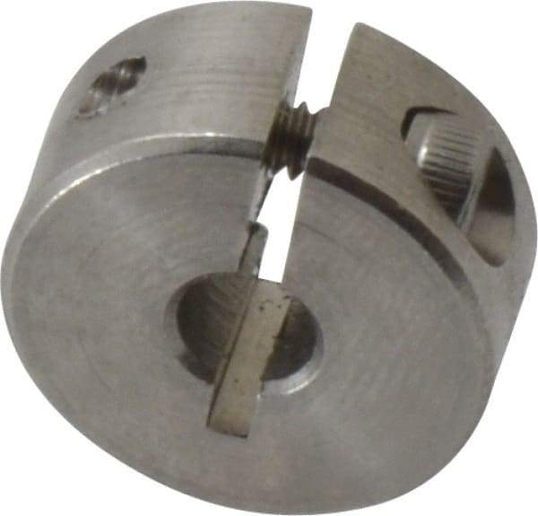 Climax Metal Products - 3/16" Bore, Stainless Steel, One Piece Clamp Collar - 11/16" Outside Diam, 5/16" Wide - USA Tool & Supply