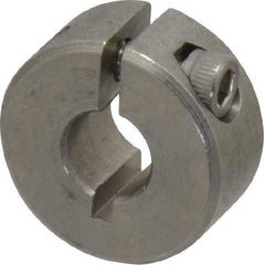 Climax Metal Products - 1/4" Bore, Stainless Steel, One Piece Clamp Collar - 11/16" Outside Diam, 5/16" Wide - USA Tool & Supply