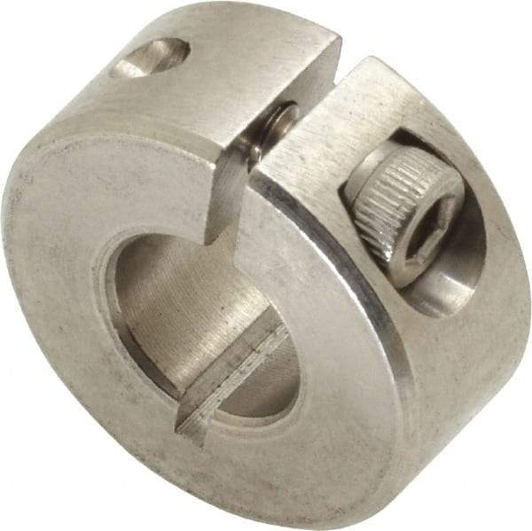 Climax Metal Products - 3/8" Bore, Stainless Steel, One Piece Clamp Collar - 7/8" Outside Diam, 3/8" Wide - USA Tool & Supply