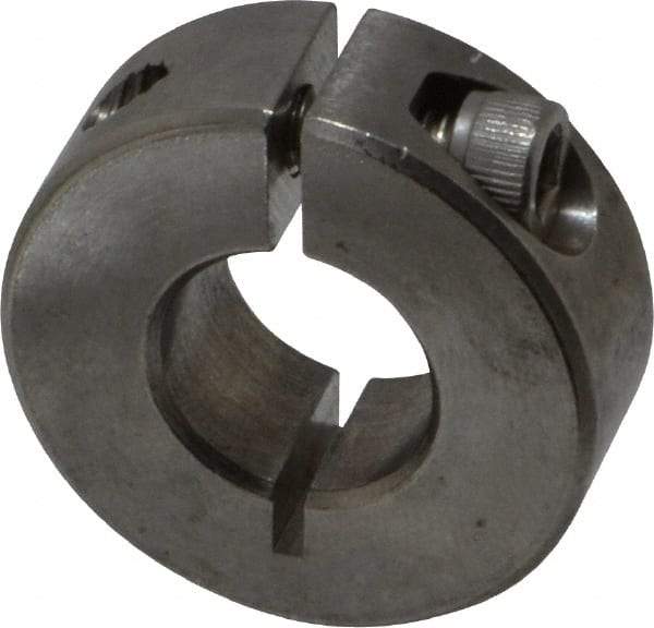 Climax Metal Products - 1/2" Bore, Stainless Steel, One Piece Clamp Collar - 1-1/8" Outside Diam, 13/32" Wide - USA Tool & Supply