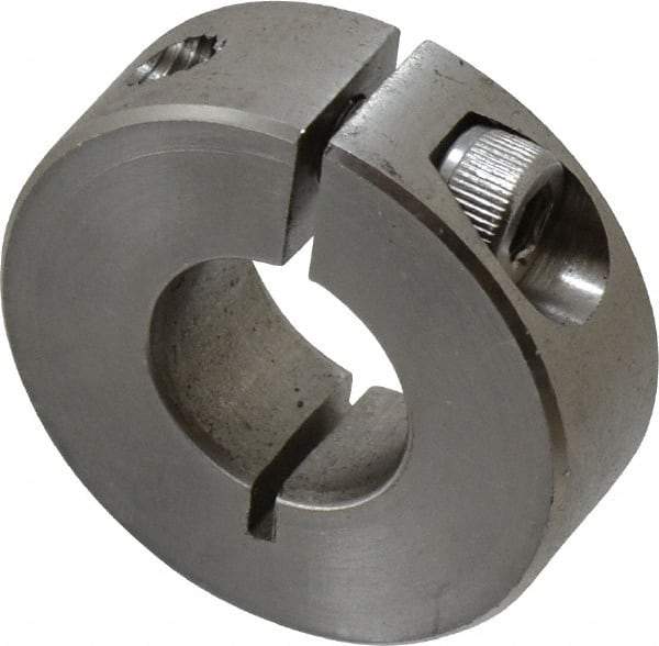 Climax Metal Products - 9/16" Bore, Stainless Steel, One Piece Clamp Collar - 1-5/16" Outside Diam, 7/16" Wide - USA Tool & Supply