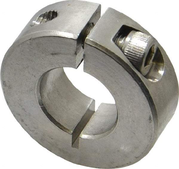 Climax Metal Products - 5/8" Bore, Stainless Steel, One Piece Clamp Collar - 1-5/16" Outside Diam, 7/16" Wide - USA Tool & Supply