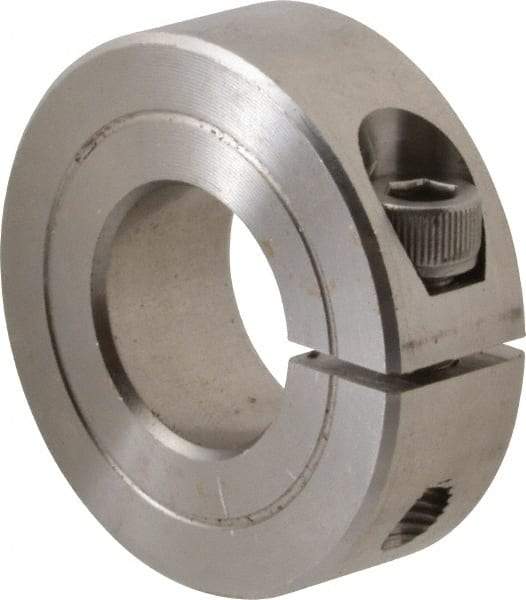 Climax Metal Products - 11/16" Bore, Stainless Steel, One Piece One Piece Split Shaft Collar - 1-1/2" Outside Diam, 1/2" Wide - USA Tool & Supply