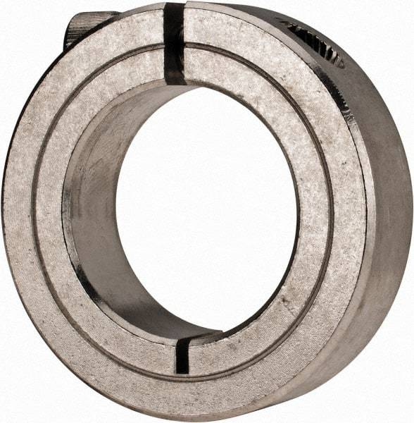 Climax Metal Products - 1-1/8" Bore, Stainless Steel, One Piece Clamp Collar - 1-7/8" Outside Diam, 1/2" Wide - USA Tool & Supply