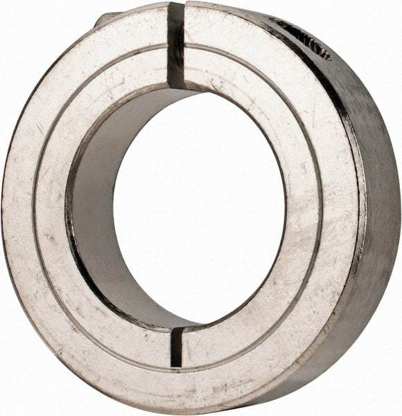 Climax Metal Products - 1-3/16" Bore, Stainless Steel, One Piece Clamp Collar - 2-1/16" Outside Diam, 1/2" Wide - USA Tool & Supply