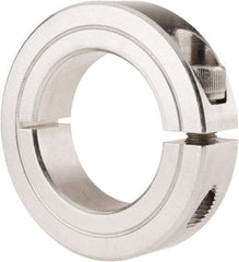 Climax Metal Products - 1-1/4" Bore, Stainless Steel, One Piece Clamp Collar - 2-1/16" Outside Diam, 1/2" Wide - USA Tool & Supply