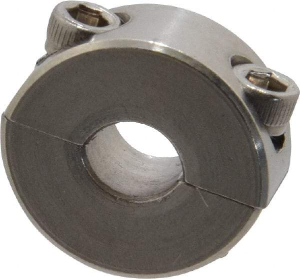 Climax Metal Products - 1/4" Bore, Stainless Steel, Two Piece Shaft Collar - 11/16" Outside Diam, 5/16" Wide - USA Tool & Supply