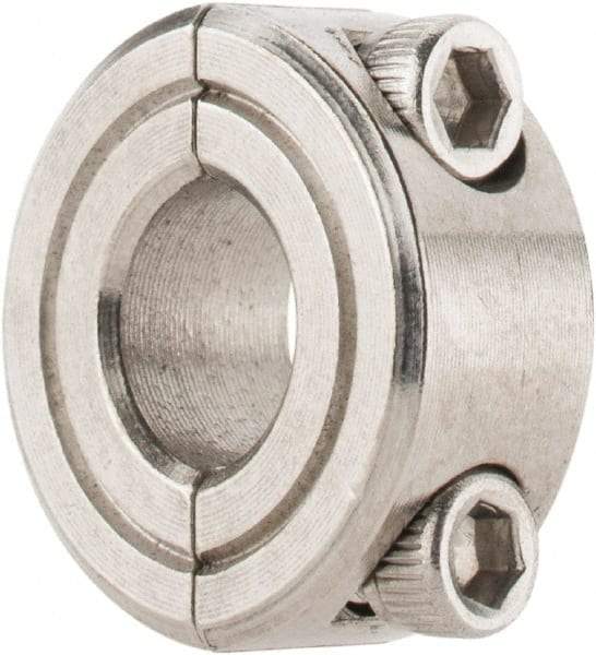 Climax Metal Products - 5/16" Bore, Stainless Steel, Two Piece Shaft Collar - 11/16" Outside Diam, 5/16" Wide - USA Tool & Supply