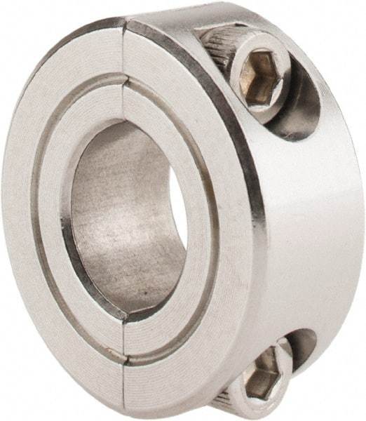 Climax Metal Products - 7/16" Bore, Stainless Steel, Two Piece Shaft Collar - 15/16" Outside Diam, 3/8" Wide - USA Tool & Supply
