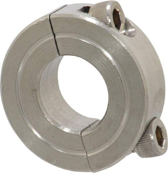 Climax Metal Products - 5/8" Bore, Stainless Steel, Two Piece Shaft Collar - 1-5/16" Outside Diam, 7/16" Wide - USA Tool & Supply