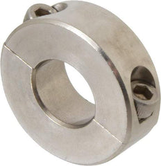 Climax Metal Products - 11/16" Bore, Stainless Steel, Two Piece Two Piece Split Shaft Collar - 1-1/2" Outside Diam, 1/2" Wide - USA Tool & Supply