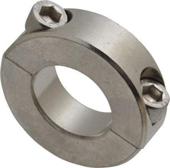 Climax Metal Products - 7/8" Bore, Stainless Steel, Two Piece Shaft Collar - 1-5/8" Outside Diam, 1/2" Wide - USA Tool & Supply