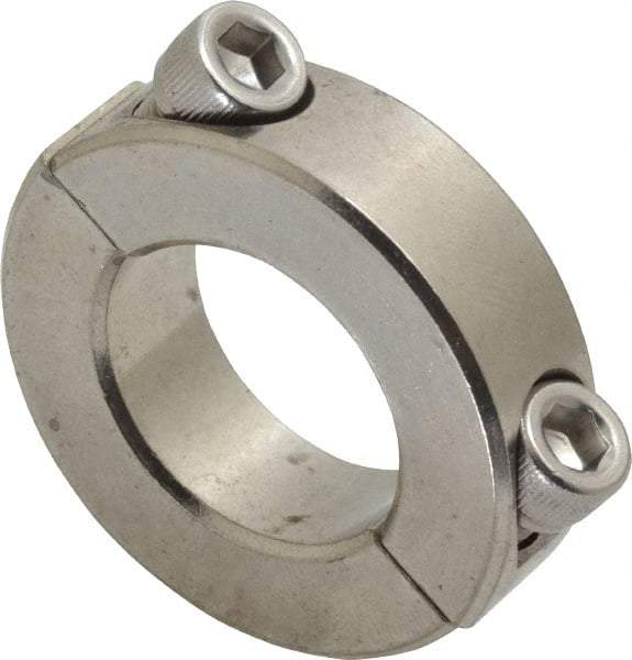 Climax Metal Products - 1" Bore, Stainless Steel, Two Piece Shaft Collar - 1-3/4" Outside Diam, 1/2" Wide - USA Tool & Supply