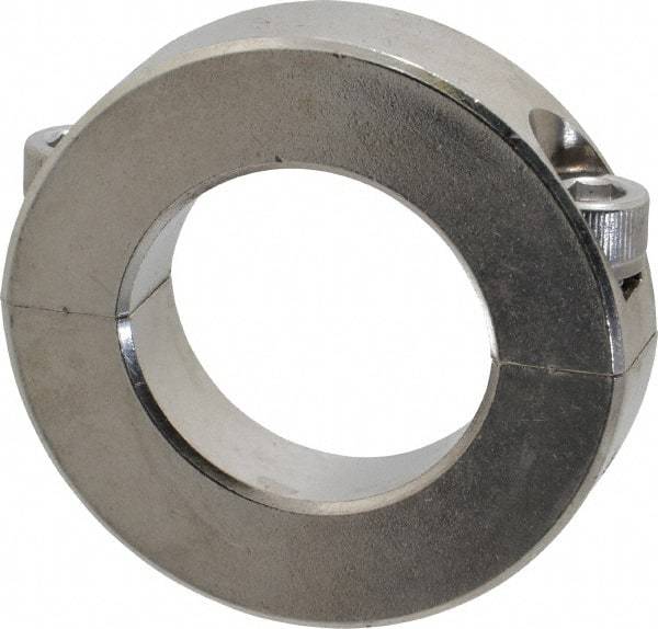 Climax Metal Products - 1-3/16" Bore, Stainless Steel, Two Piece Shaft Collar - 2-1/16" Outside Diam, 1/2" Wide - USA Tool & Supply