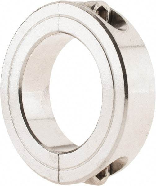 Climax Metal Products - 1-7/16" Bore, Stainless Steel, Two Piece Shaft Collar - 2-1/4" Outside Diam, 9/16" Wide - USA Tool & Supply