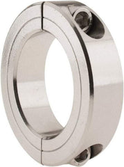 Climax Metal Products - 1-7/8" Bore, Stainless Steel, Two Piece Two Piece Split Shaft Collar - 2-7/8" Outside Diam, 11/16" Wide - USA Tool & Supply