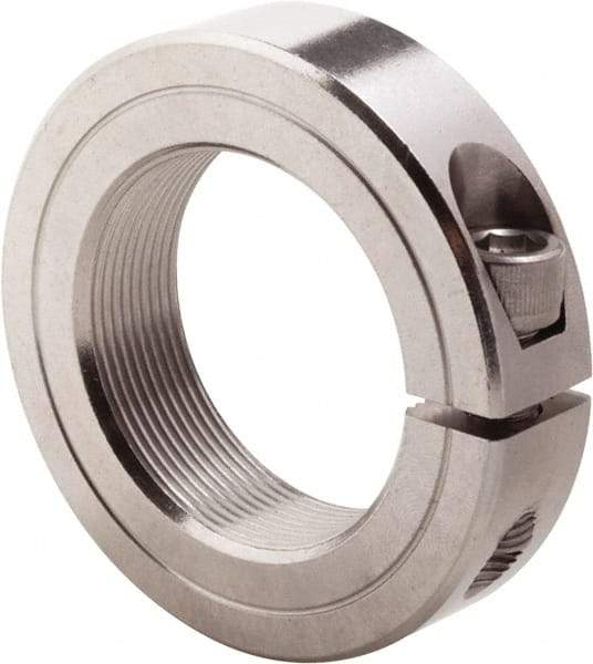 Climax Metal Products - 1-3/4-16 Thread, Stainless Steel, One Piece Threaded Shaft Collar - 2-3/4" Outside Diam, 11/16" Wide - USA Tool & Supply