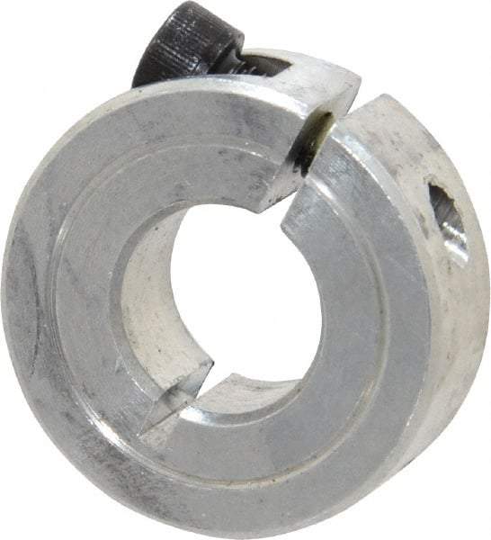 Climax Metal Products - 1/2" Bore, Aluminum, One Piece Clamp Collar - 1-1/8" Outside Diam, 13/32" Wide - USA Tool & Supply