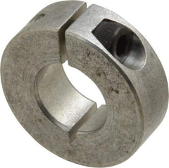 Climax Metal Products - 5/8" Bore, Aluminum, One Piece Clamp Collar - 1-5/16" Outside Diam, 7/16" Wide - USA Tool & Supply