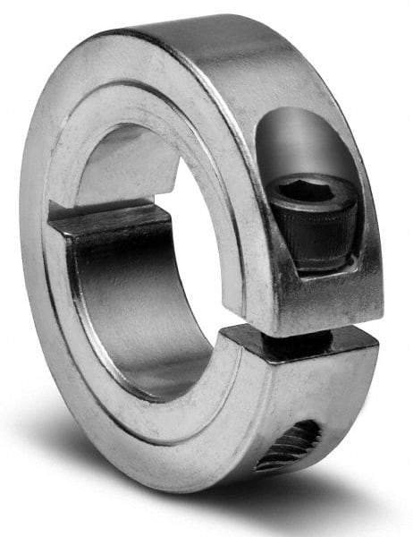 Climax Metal Products - 15/16" Bore, Aluminum, One Piece Clamping Shaft Collar - 1-3/4" Outside Diam, 1/2" Wide - USA Tool & Supply