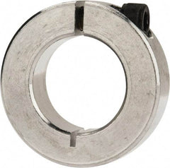 Climax Metal Products - 1" Bore, Aluminum, One Piece Clamp Collar - 1-3/4" Outside Diam, 1/2" Wide - USA Tool & Supply