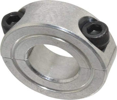 Climax Metal Products - 5/8" Bore, Aluminum, Two Piece Shaft Collar - 1-5/16" Outside Diam, 7/16" Wide - USA Tool & Supply