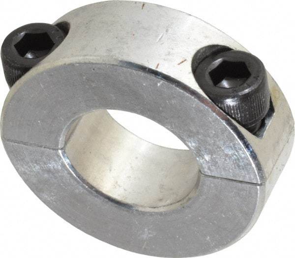 Climax Metal Products - 3/4" Bore, Aluminum, Two Piece Shaft Collar - 1-1/2" Outside Diam, 1/2" Wide - USA Tool & Supply