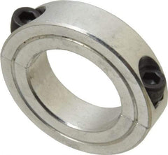 Climax Metal Products - 1-1/4" Bore, Aluminum, Two Piece Shaft Collar - 2-1/16" Outside Diam, 1/2" Wide - USA Tool & Supply