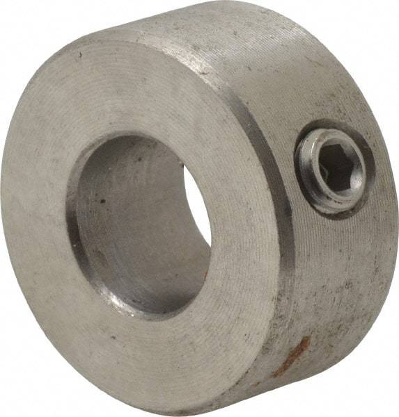 Climax Metal Products - 10mm Bore, Stainless Steel, Set Screw Shaft Collar - 7/8" Outside Diam - USA Tool & Supply
